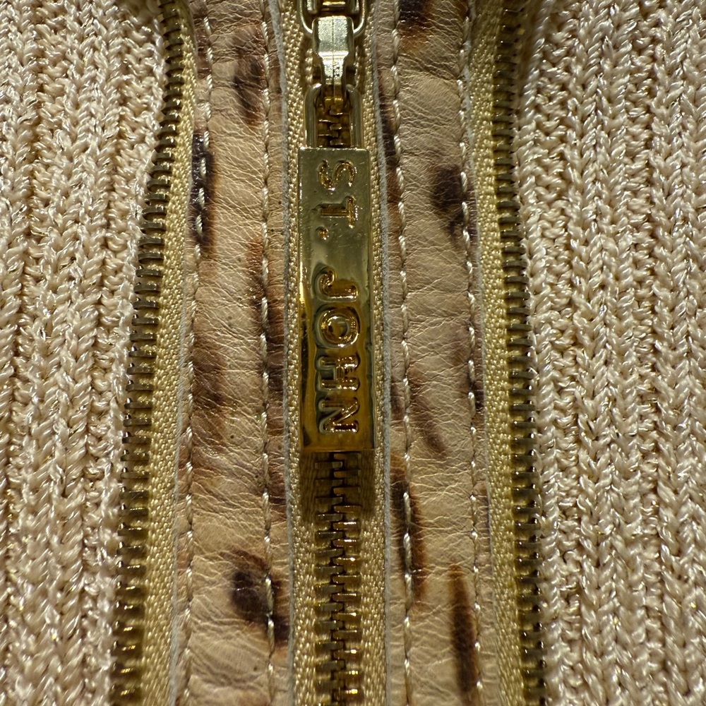 St. John Tan with Gold Zip Up Cardigan - Picture 2 of 7